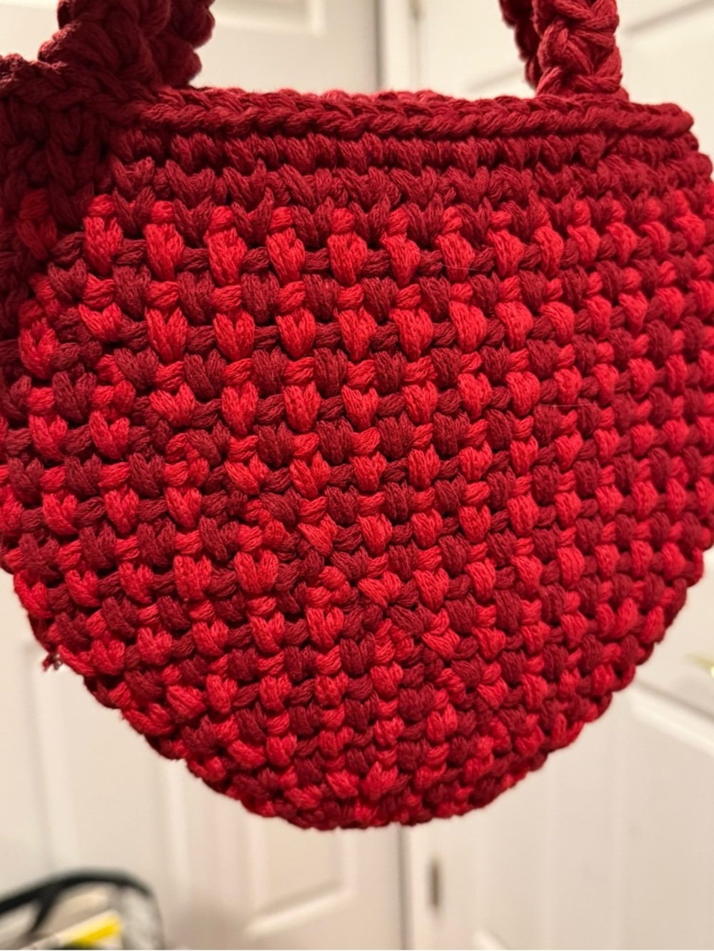 NWT BINGE Red Crochet Mini Bag With Tassels Boho Handmade Chic - Picture 4 of 15